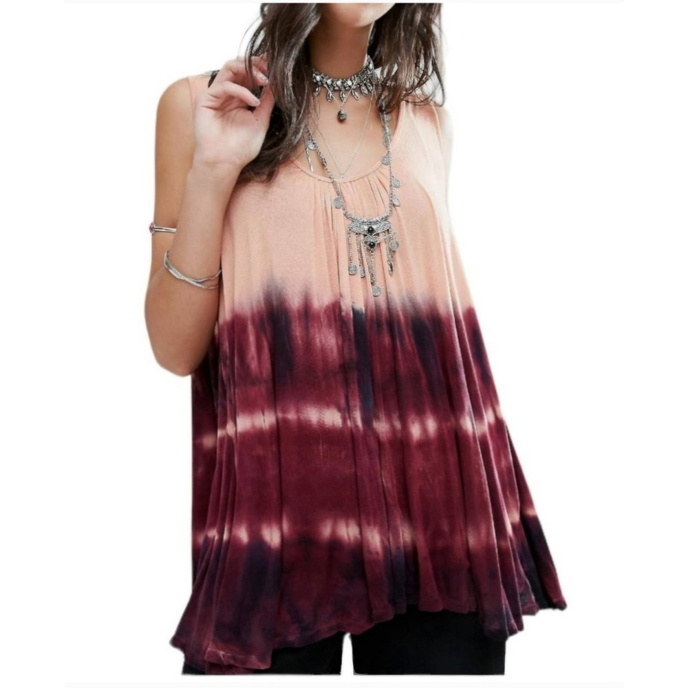 Free People Sebastian tie dye top size S small pink ombre tank summer boho EUC ^